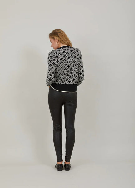 576523 Coster legging lustré pied de poule noir