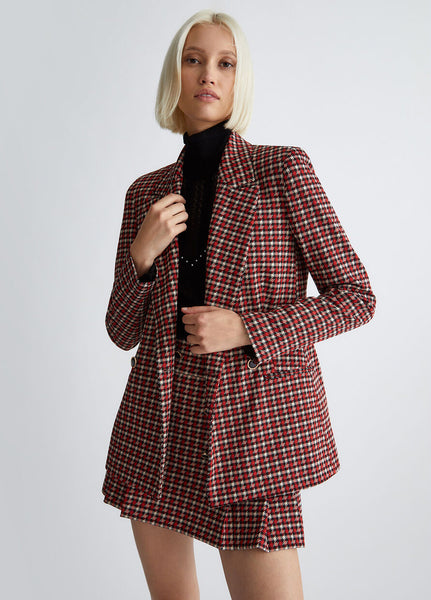 589323 Liu Jo veston pied de poule rouge