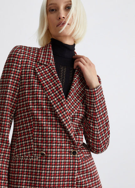 589323 Liu Jo veston pied de poule rouge