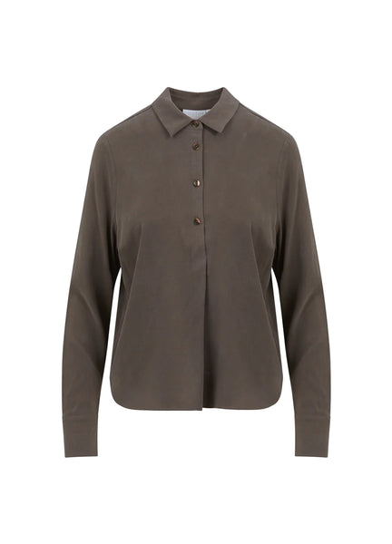 603123 Coster blouse col polo taupe