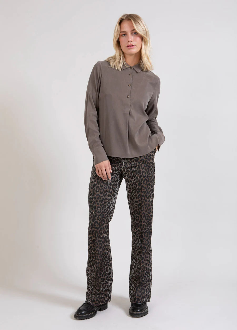 603123 Coster blouse col polo taupe