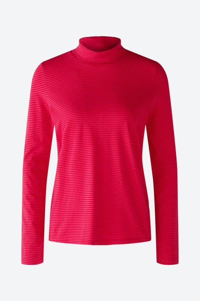 590923 Chandail col roulée rayé rouge et rose