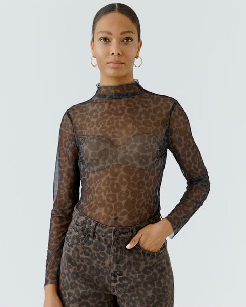 409416 Oui chandail en mesh motif léopard
