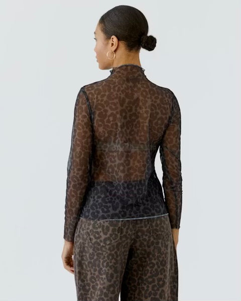 409416 Oui chandail en mesh motif léopard