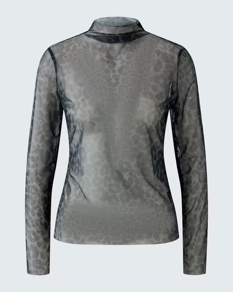 409416 Oui chandail en mesh motif léopard