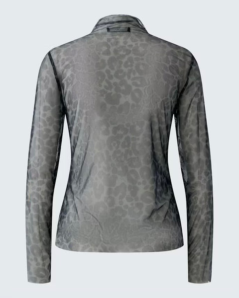409416 Oui chandail en mesh motif léopard