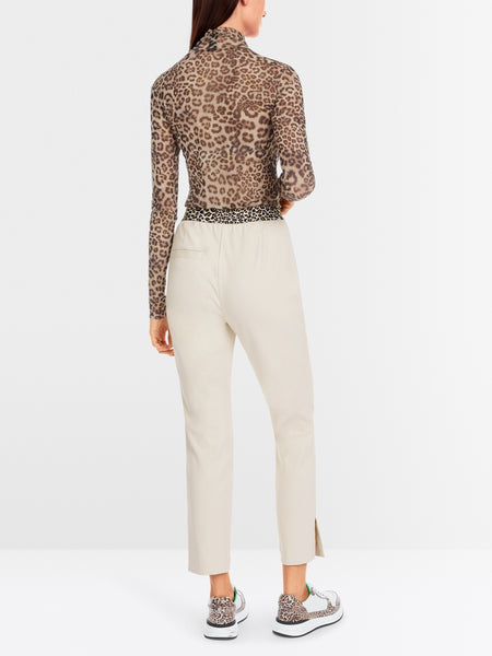 262215 Marccain pantalon cigarette crème détail léopard