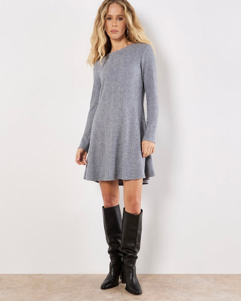 397125 Apricot robe côtelée grise