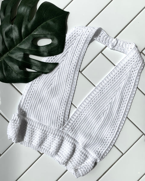 293115 Pho Firenze top triangle crochet blanc