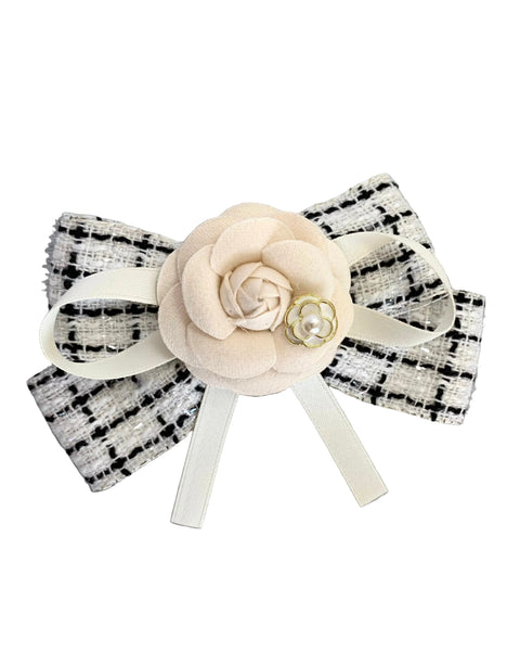 341216 L'Actuel boucle tweed et fleur (pince et broche)
