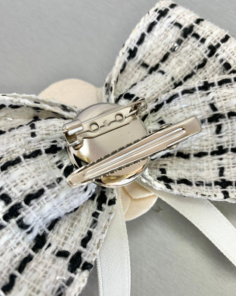 341216 L'Actuel boucle tweed et fleur (pince et broche)