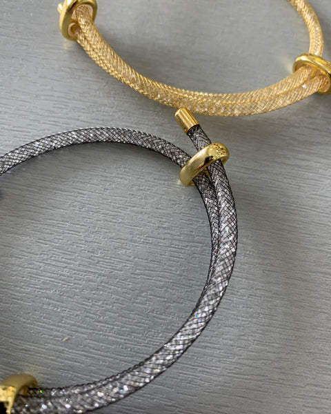 355625 L’Actuel bracelet mesh et cristaux ajustable