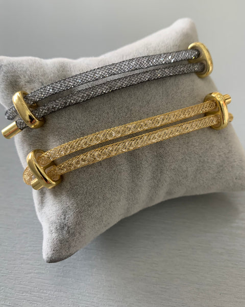 355625 L’Actuel bracelet mesh et cristaux ajustable