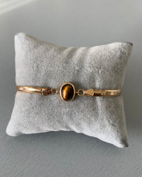 340925 L'Actuel bracelet argent .925 plaqué d'or rose, oeil de tigre