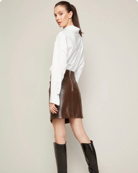 366625 Adrøit Atelier jupe faux cuir Britta brune