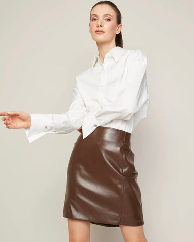366625 Adrøit Atelier jupe faux cuir Britta brune