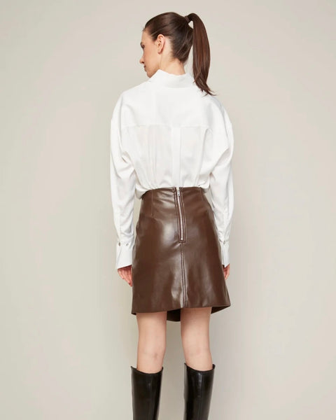 366625 Adrøit Atelier jupe faux cuir Britta brune