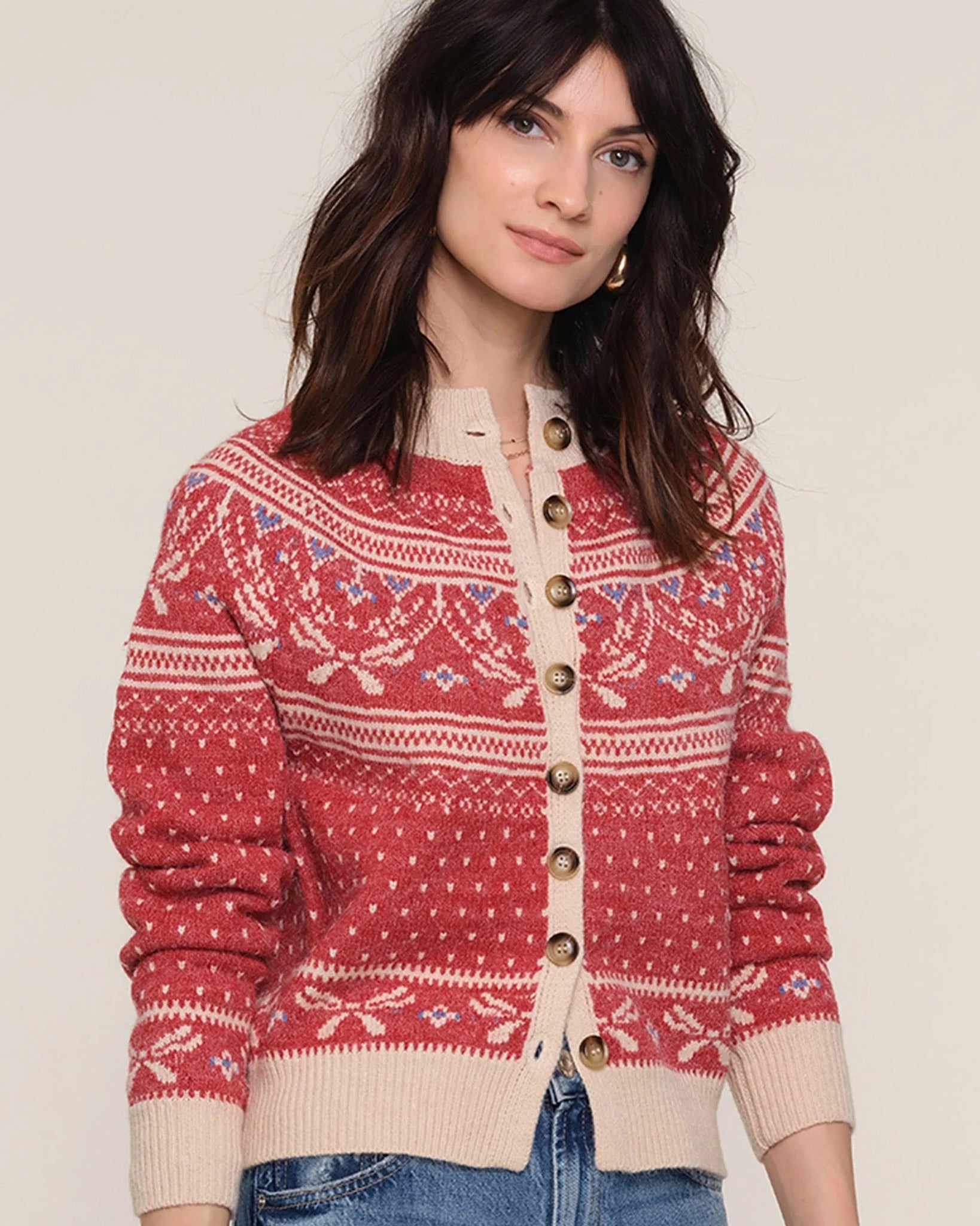 370325 Heartloom cardigan Morrie rouge