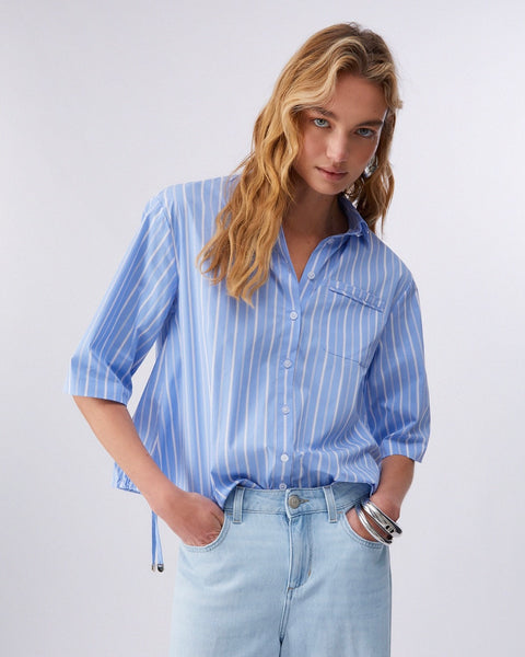 376216 Liu Jo chemisier rayé ajustable à la taille