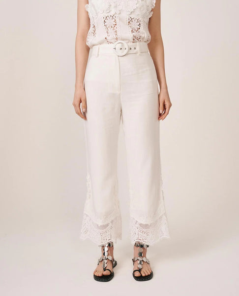 396016 pantalon blanc avec dentelle