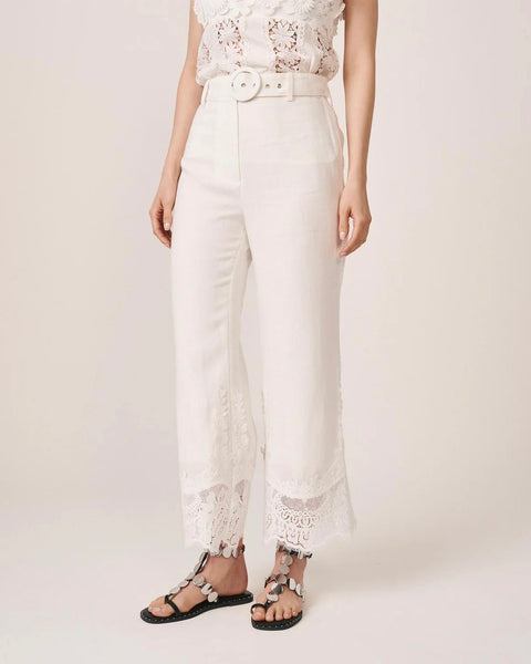 396016 pantalon blanc avec dentelle
