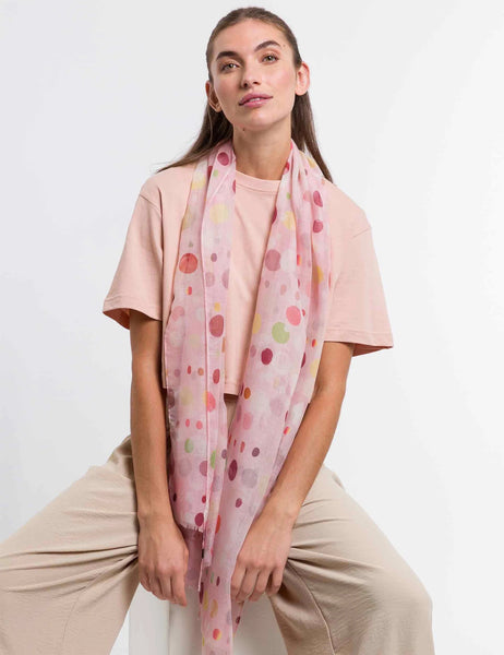 278715 FRAAS Foulard pastilles fond rose