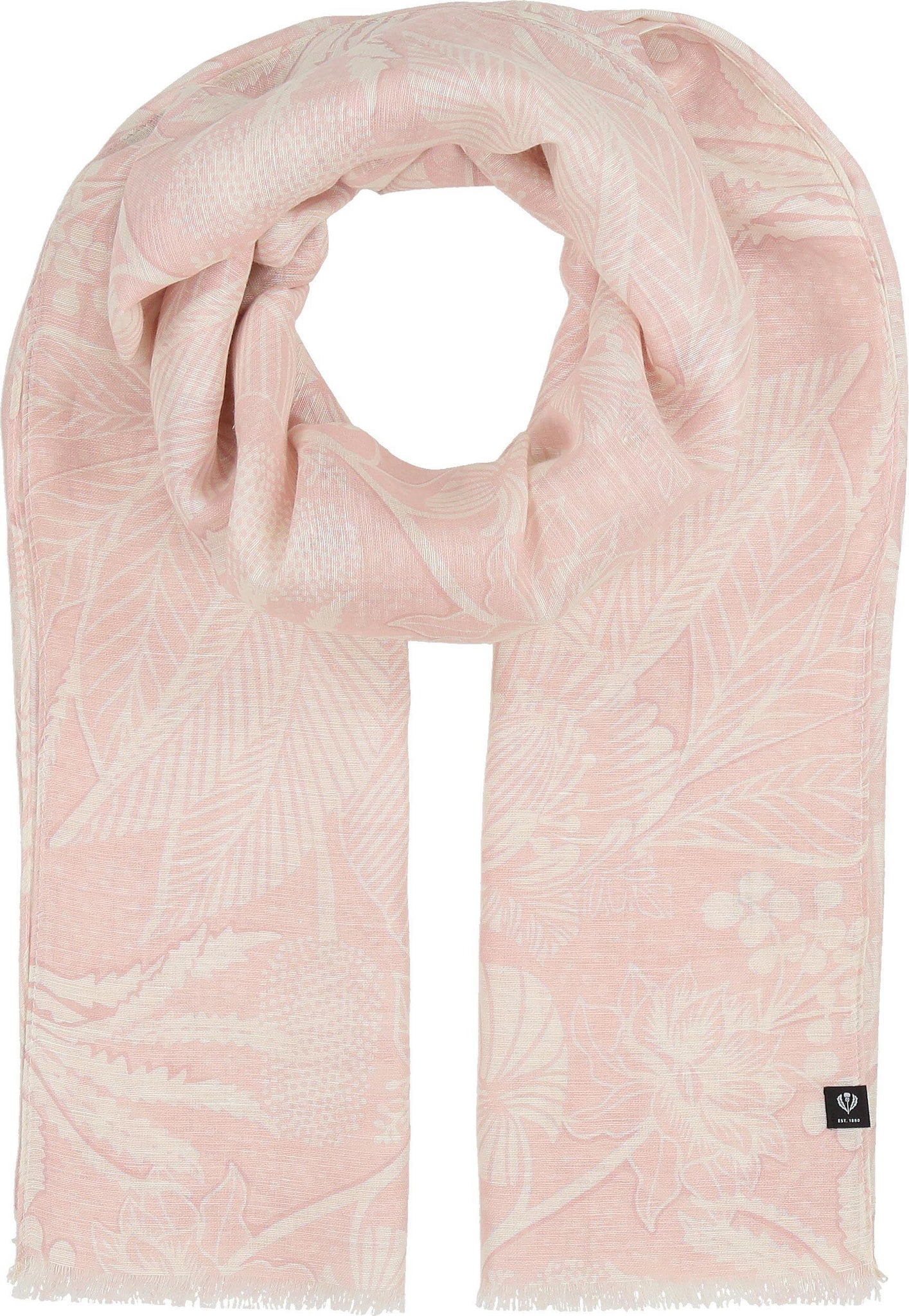 278615 FRAAS Foulard en coton rose pâle et ivoire