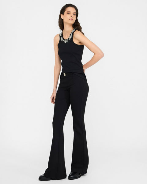 357925 Liu Jo pantalon noir jambes trompettes