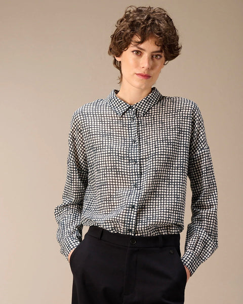 348716 Blouse à pois coton bio