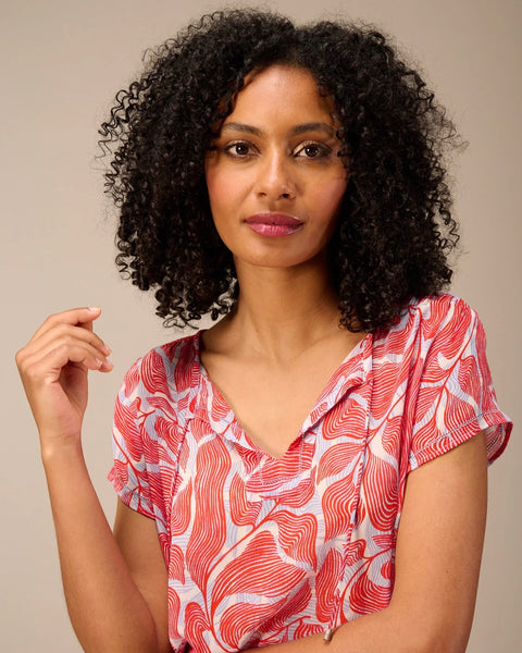 393316 blouse imprimée rouge manches courtes