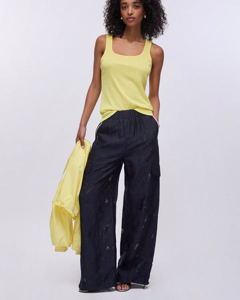 365216 LiuJo pantalon cargo en organza marine