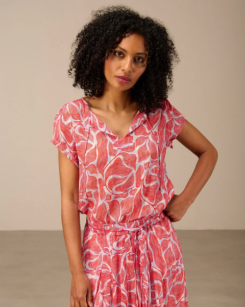 393316 blouse imprimée rouge manches courtes
