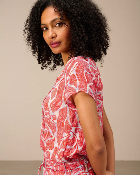 393316 blouse imprimée rouge manches courtes