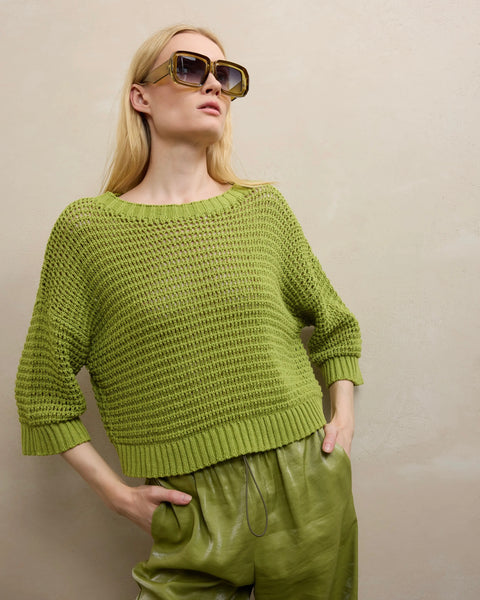 307215 Jane Lushka pull vert en coton