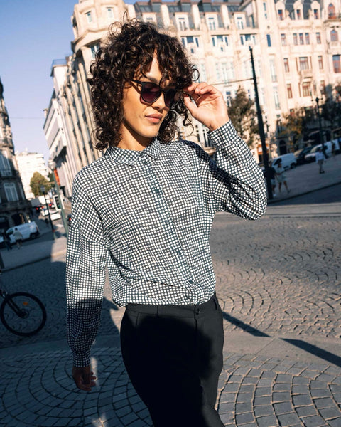 348716 Blouse à pois coton bio