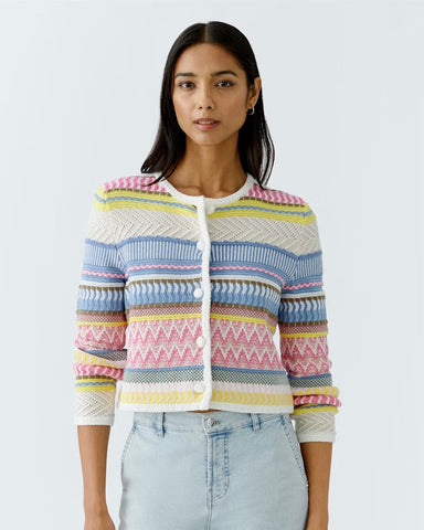 322315 Oui cardigan multicolore en coton