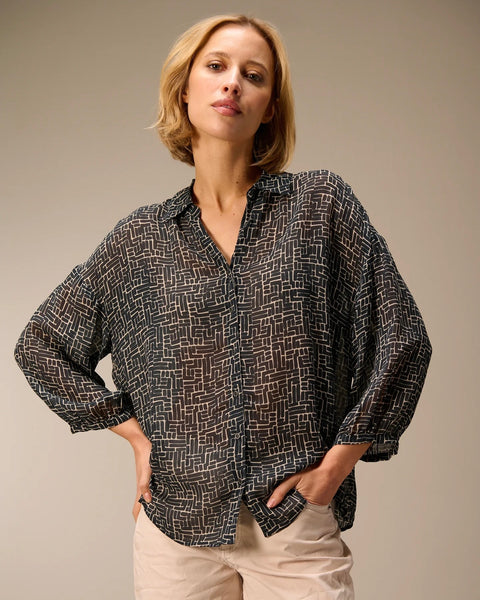 393216 blouse de chiffon imprimé