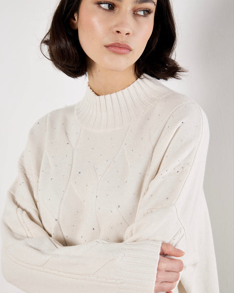 397225 Apricot tricot torsadé avec cristaux