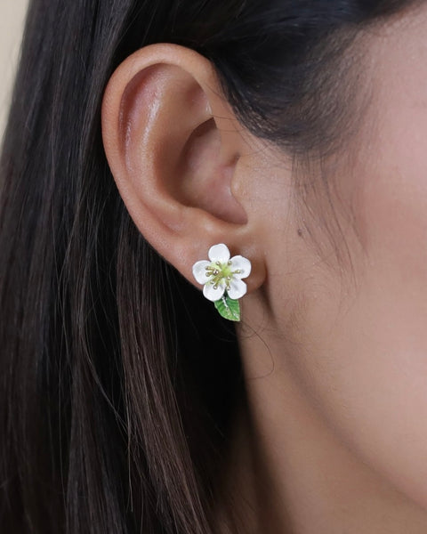 324415  FRANCK HERVAL boucle d’oreilles fleur blanche