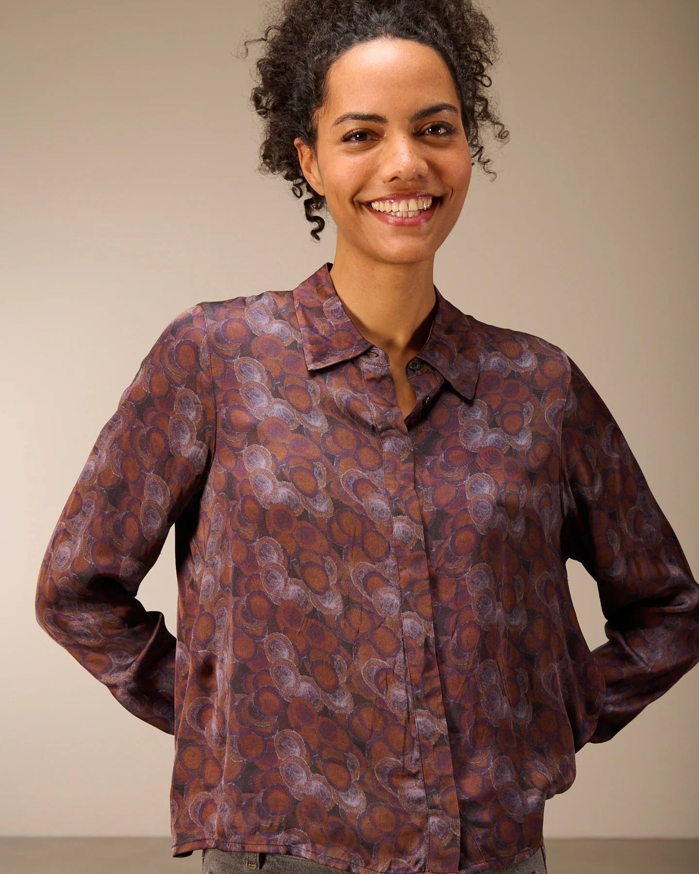 371625 Nile blouse satinée ample court imprimé