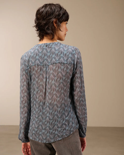 373125 Nile blouse chiffon bleue à motifs