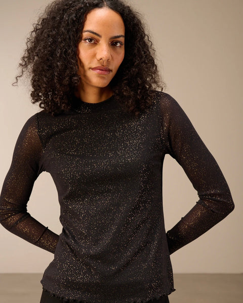 372025 Nile tricot mesh doublé noir et or