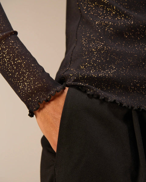 372025 Nile tricot mesh doublé noir et or