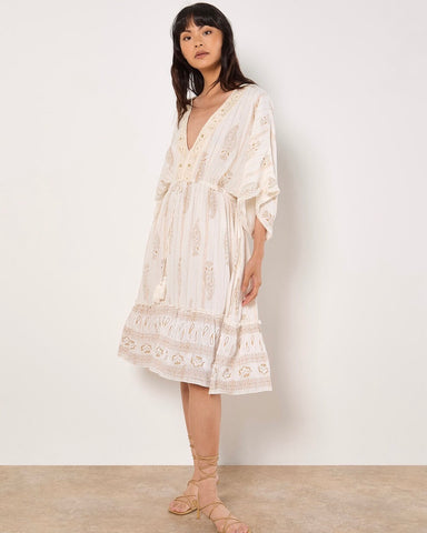 319915 Apricot robe boho crème