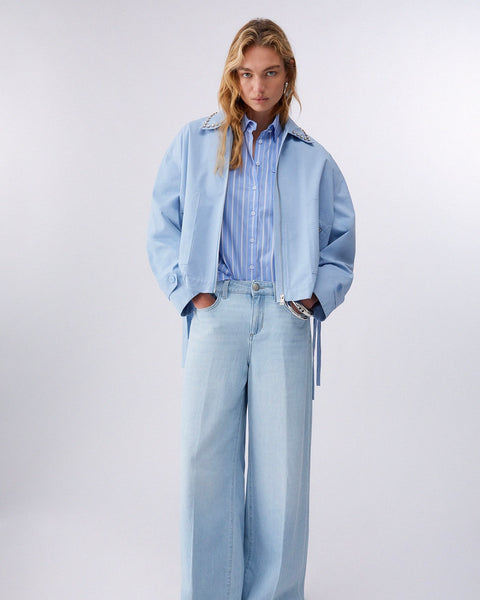 376216 Liu Jo chemisier rayé ajustable à la taille
