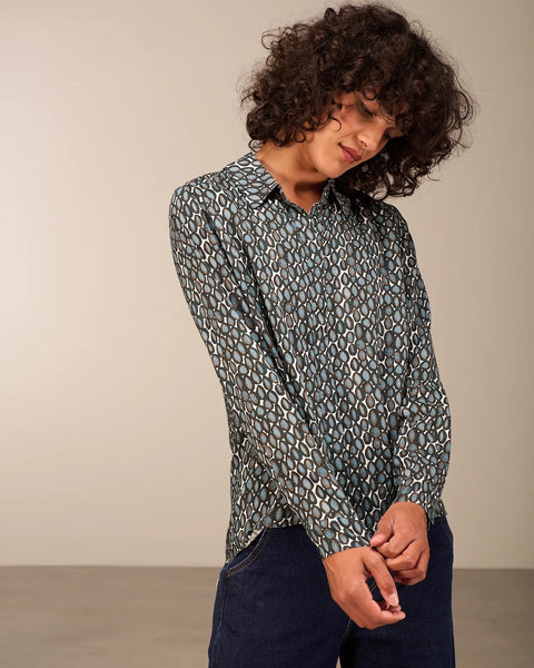 352825 Nile chemisier motif bleu-gris