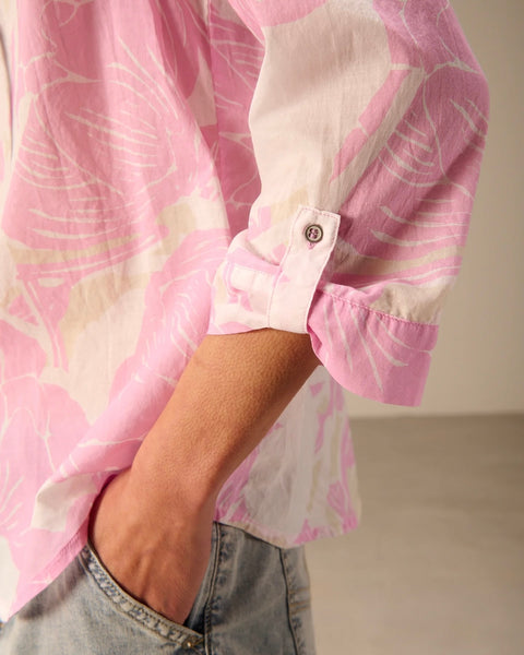 348216 Blouse fleurs coton bio cordon à l’encolure