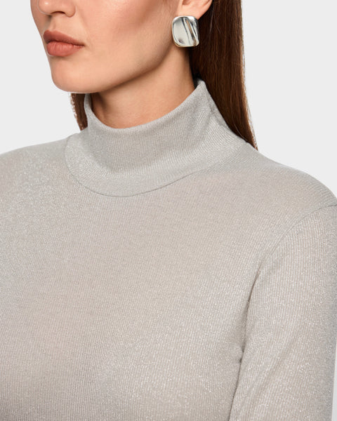 365825  MARCCAIN chandail col cheminée beige/lurex
