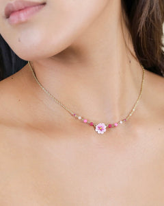 324615 FRANCK HERVAL Collier avec fleur rose
