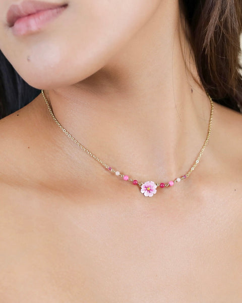 324615 FRANCK HERVAL Collier avec fleur rose